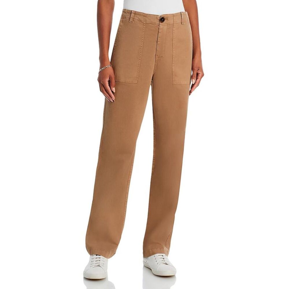 Kule Womens Tan Coated Cotton Straight Leg Pants NWT